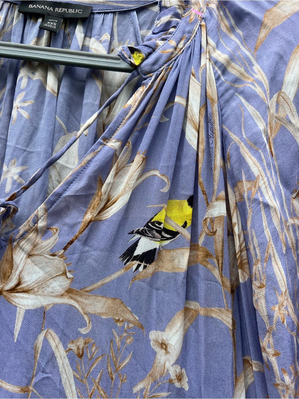Banana Republic Lavender Bird & Floral Print Tiered Maxi Dress XXS Blogger Fav - Picture 5 of 5